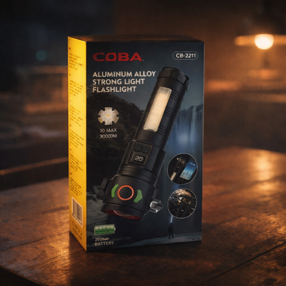 LINTERNA TÁCTICA RECARGABLE CON MARTILLO INTEGRADO